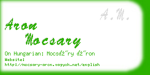 aron mocsary business card